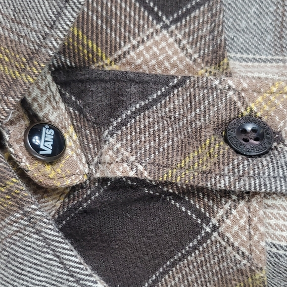 Vans•M flannel shirt button down plaid tan/brown - Picture 4 of 10